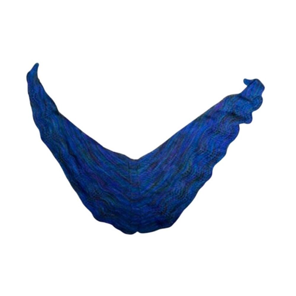 Hand knit Blue Merino Wool Scarf